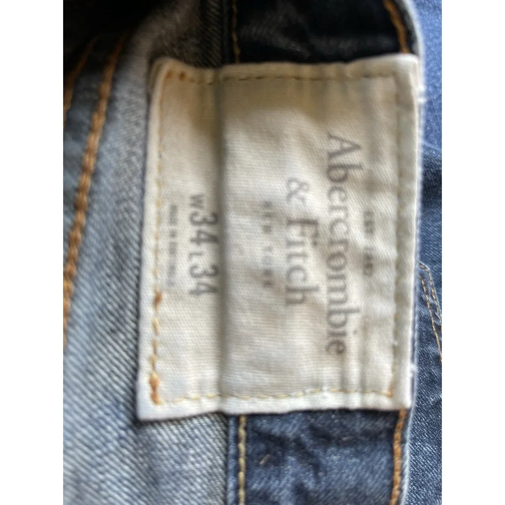 Abercrombie &‎ Fitch Men Jeans 34x34 Blue Button Fly Straight Leg Skinny Y2K
